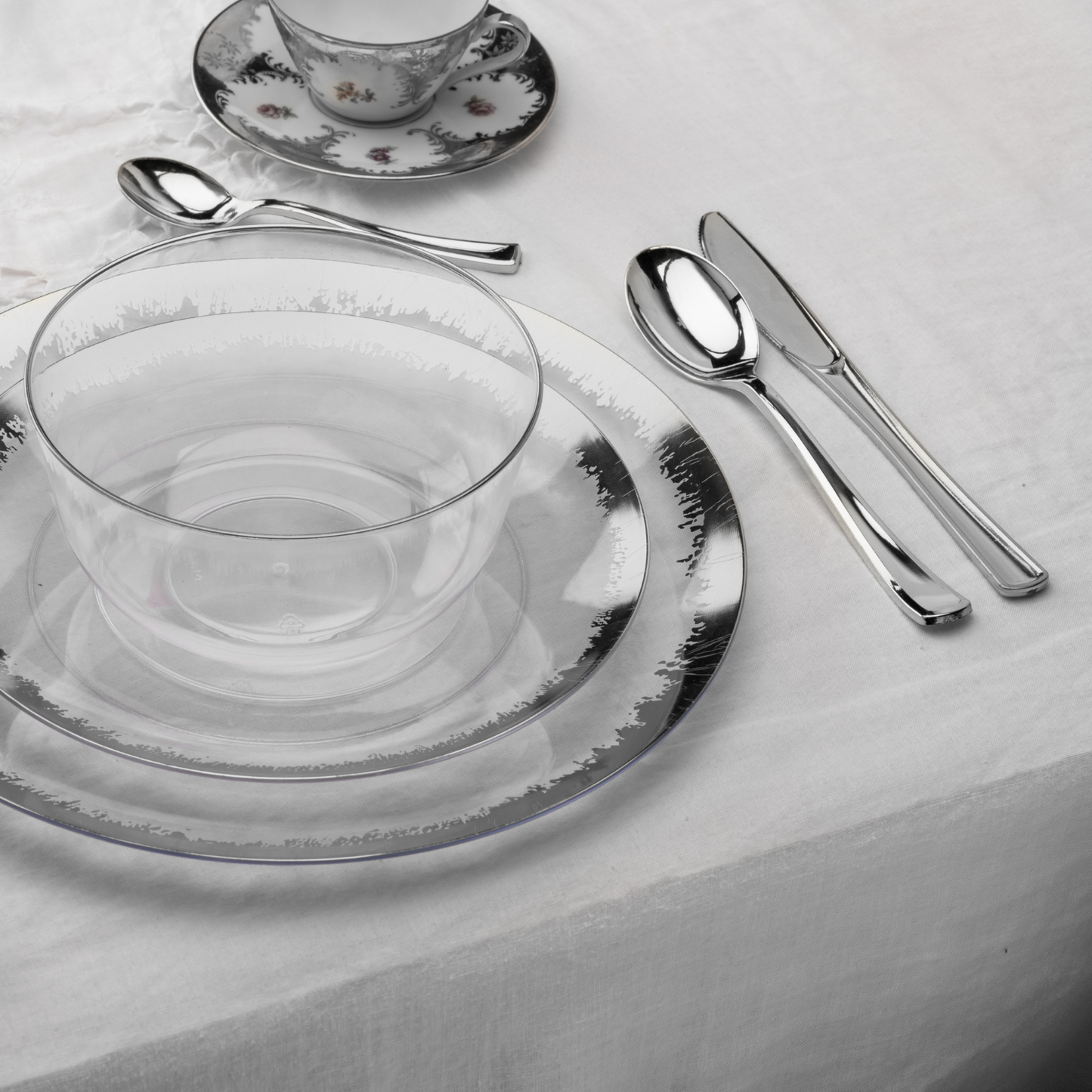 Case of 24 - Exquisite Classic Silver Plastic Spoons - 20 ct.