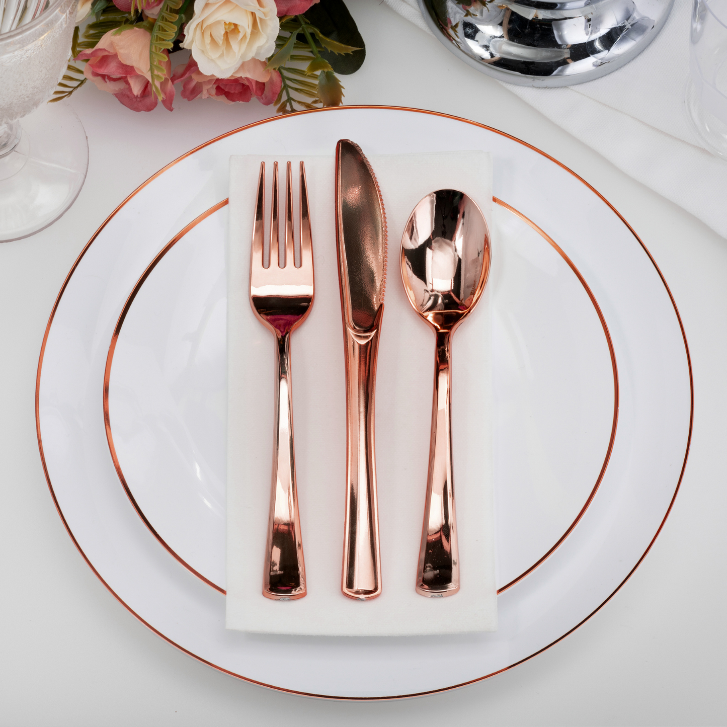 Case of 24 - Exquisite Classic Rose Gold Plastic Spoons - 20 ct.
