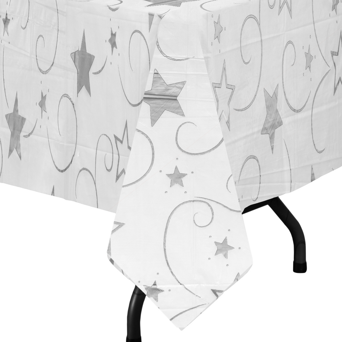 48 Pack Rectangle 54" x 108" Silver Star Tablecovers