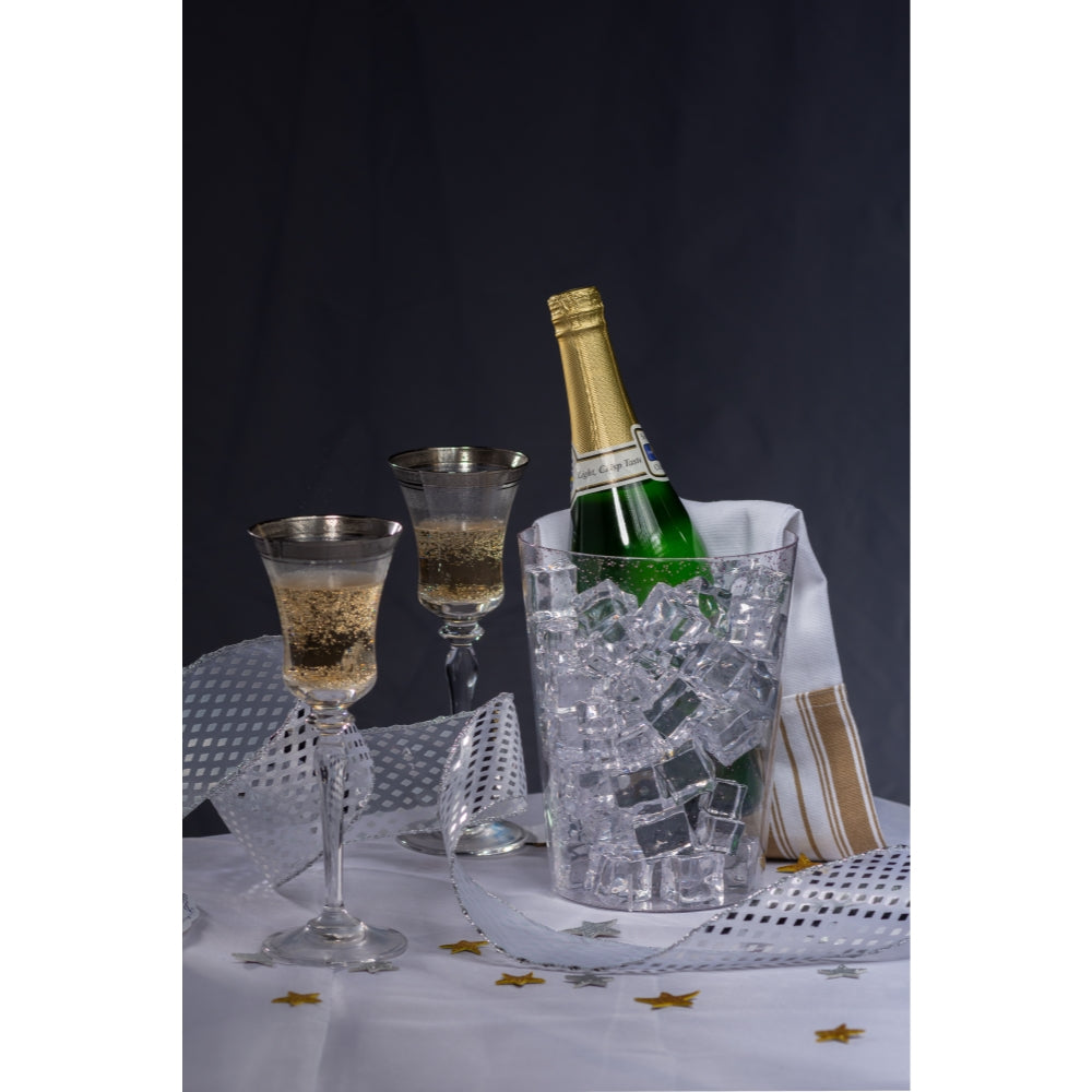 Clear Ice Bucket With Silver Glitter