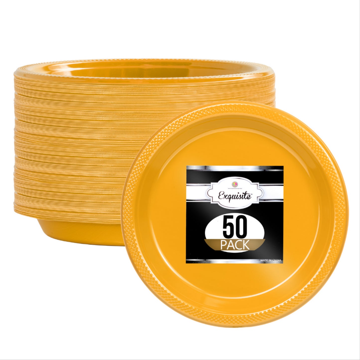 7 In. Yellow Plastic Plates - 50 Ct.