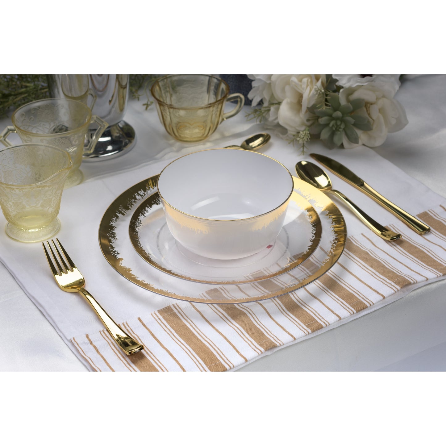 10" Gold Scratched Design Plastic Plates (10)