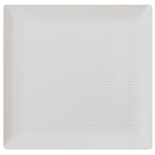 Case of 12 - Ivory 10.25" Zen Ridged Square Plastic Plates - 10 ct.