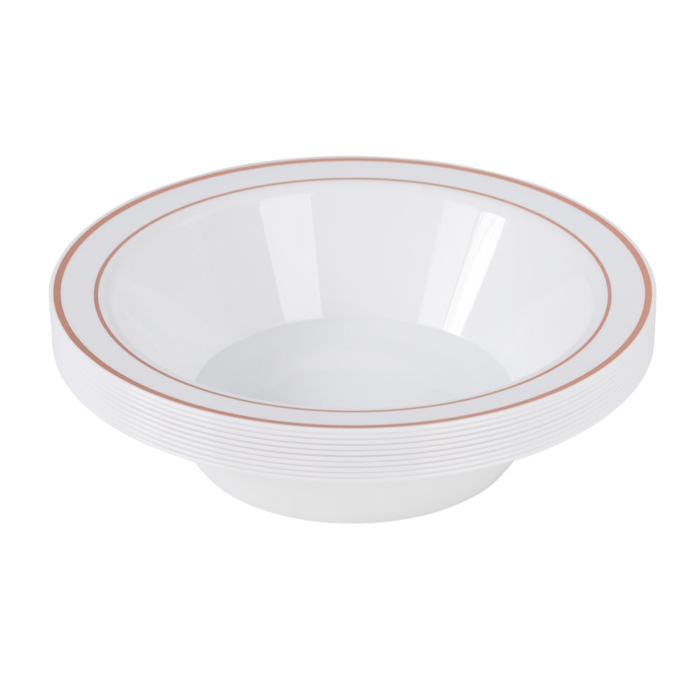 Case of 12 - 7.5" White & Rose Gold Line Premium Plates - 10 ct.