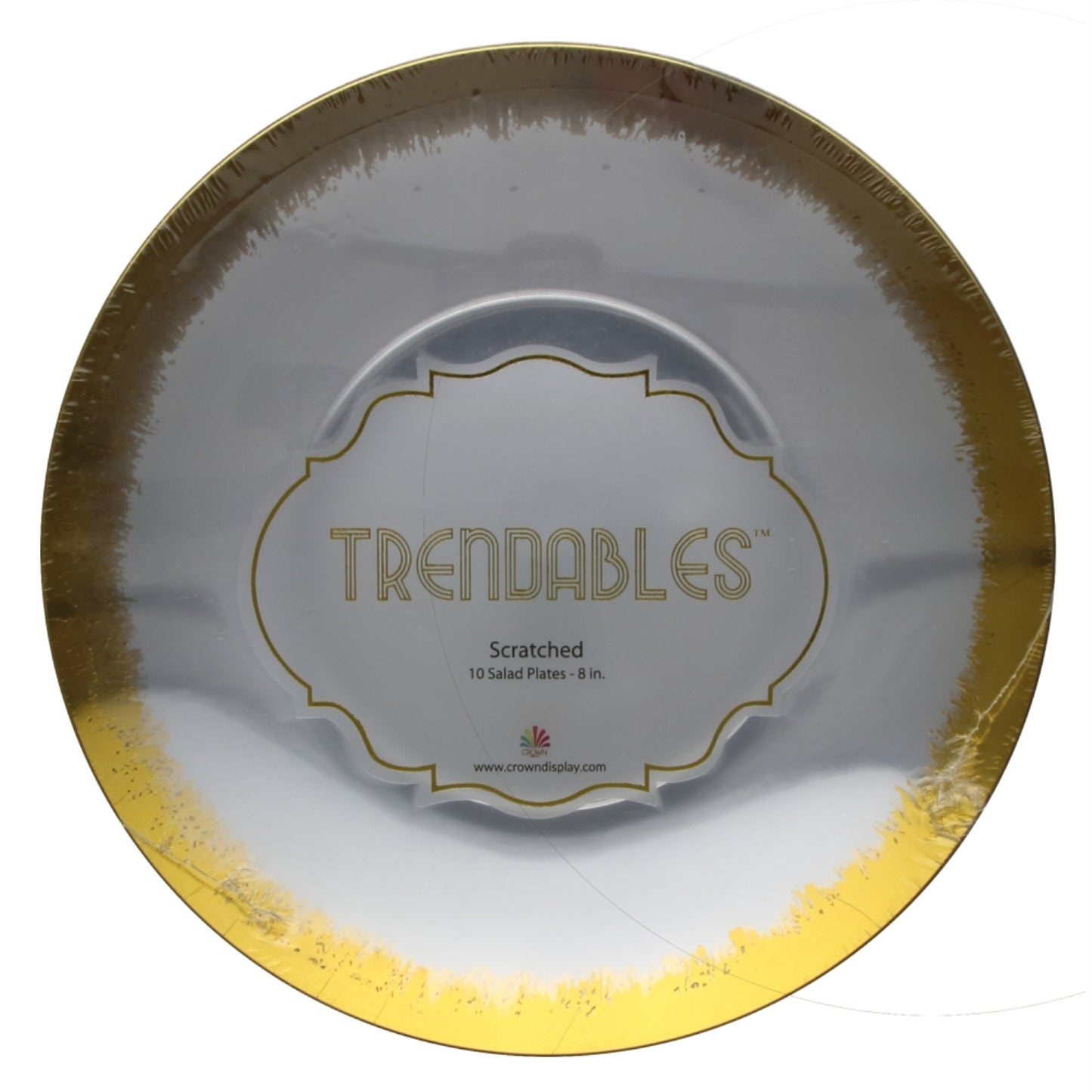 Case of 12 - 8" Gold Scratched Design Plastic Plates (10)