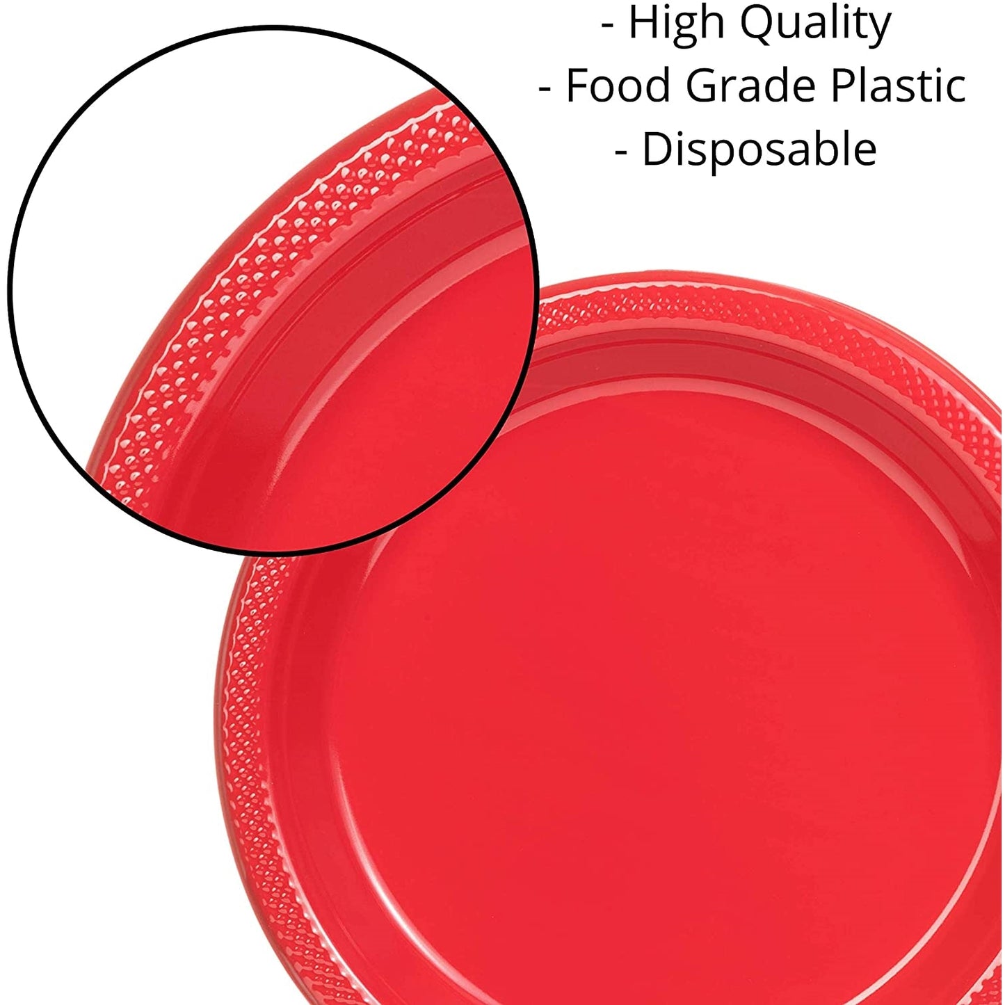 7 In. Red Plastic Plates - 50 Ct.