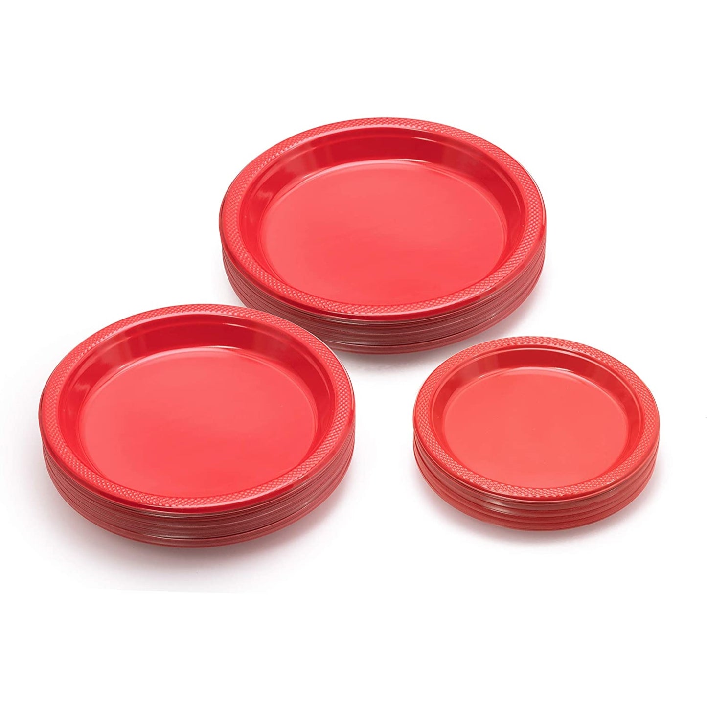 10 In. Red Plastic Plates - 50 Ct.