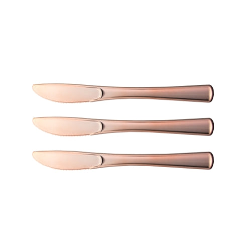 Case of 12 - Exquisite Classic Rose Gold Plastic Knives - 120 ct.
