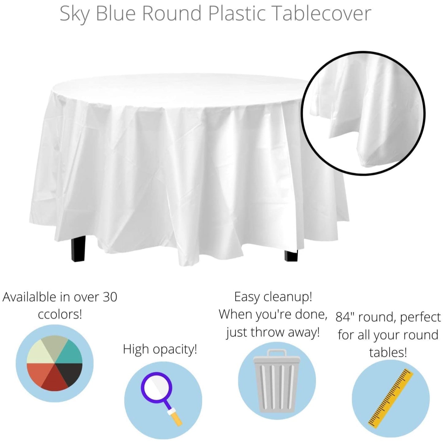 Premium Round White Table Cover