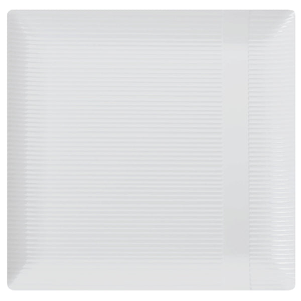 Case of 12 - White 10.25" Zen Ridged Square Plastic Plates - 10 ct.