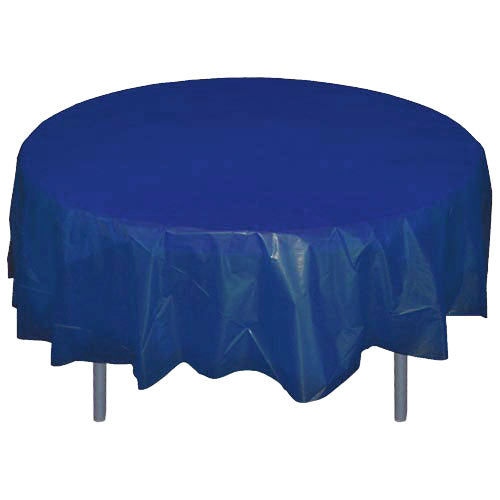 Navy Plastic Tablecover 84" Round Case Of 96
