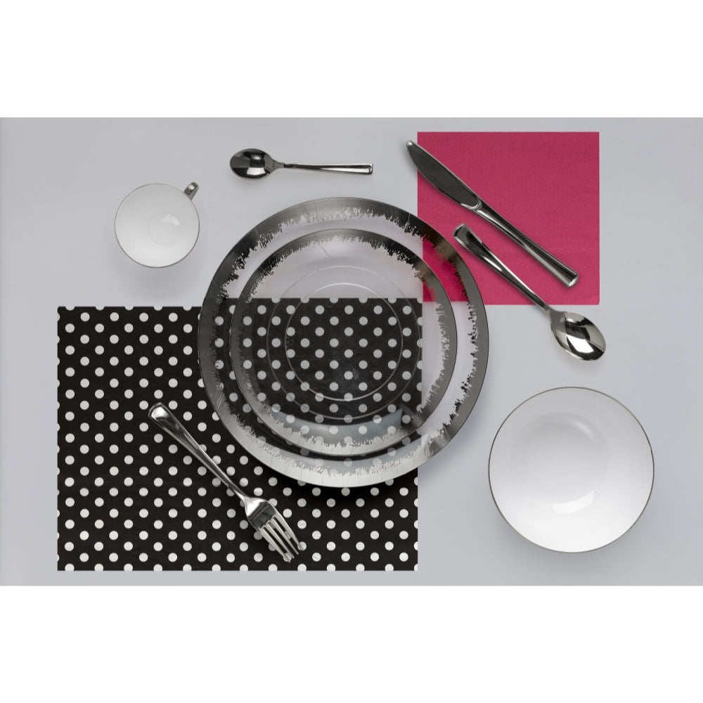 8" Silver Scratched Design Plastic Plates (10)