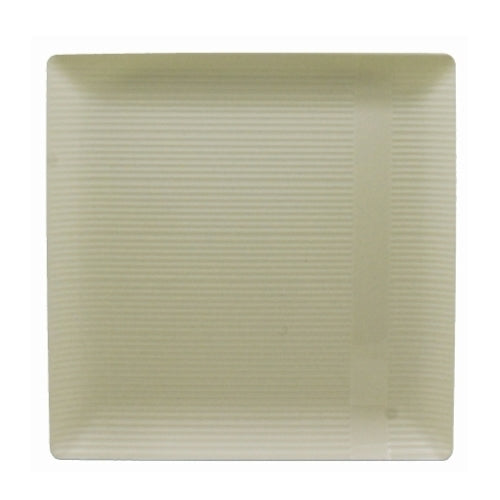 Case of 12 - Ivory 9" Zen Ridged Square Plastic Plates - 10 ct.