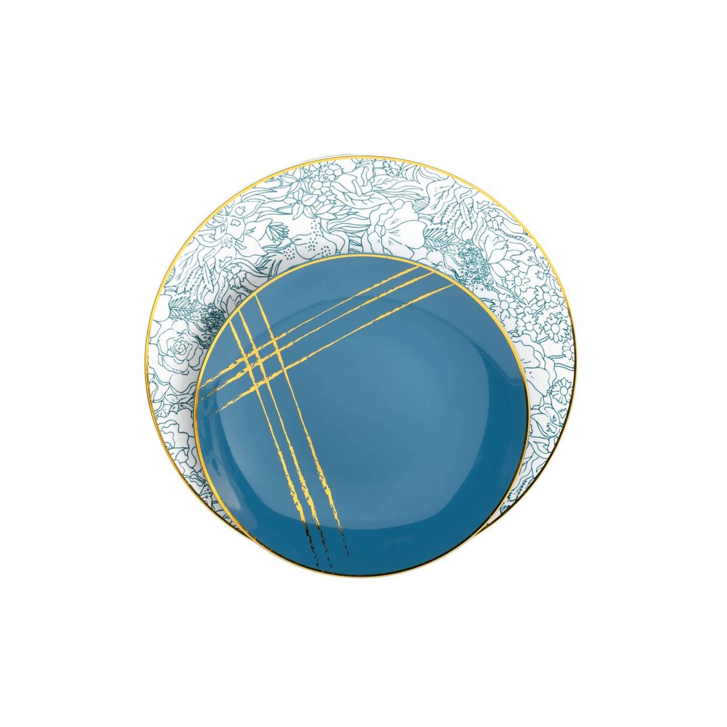 8" Floral Brush Gold Design Plates (10)