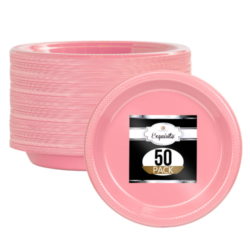 9 In. Pink Plastic Plates - 50 Ct.
