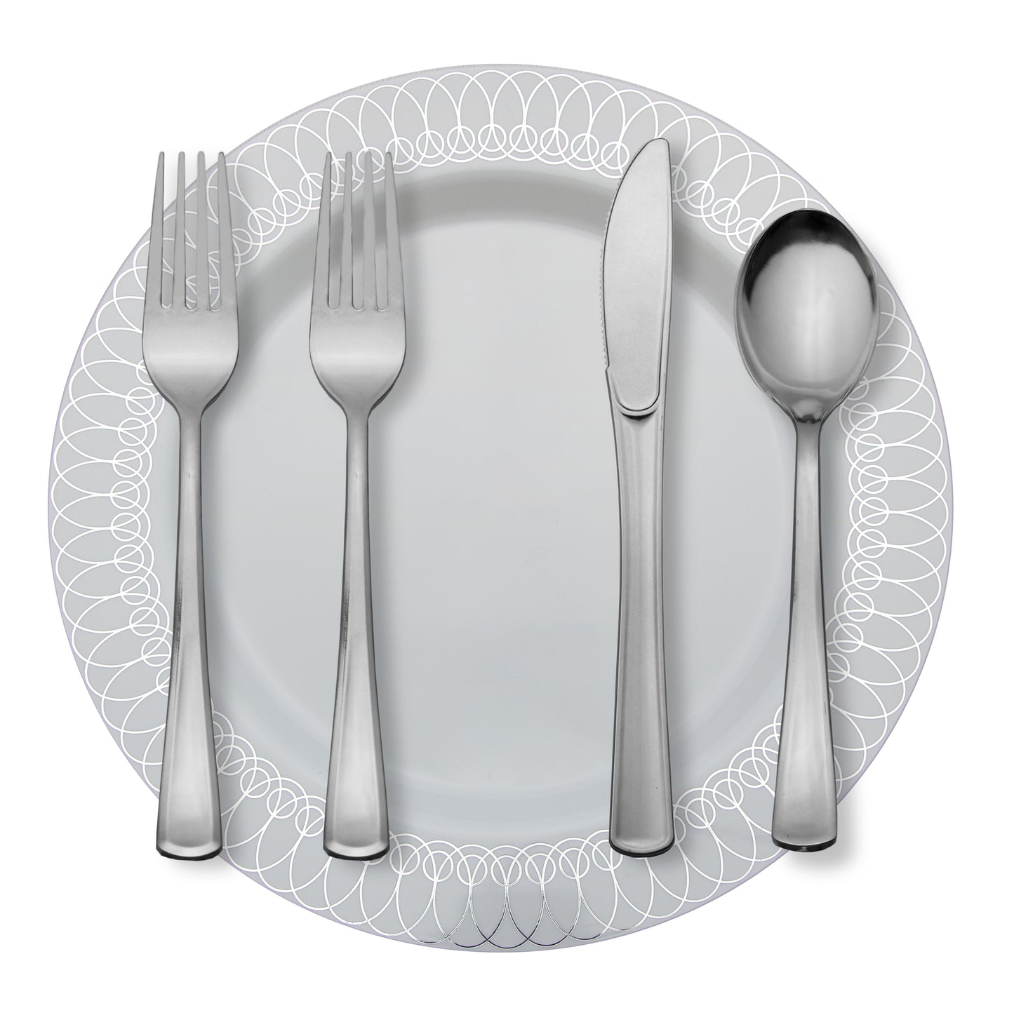 7.5 In. Silver Ovals Design Plates - 10 Ct.
