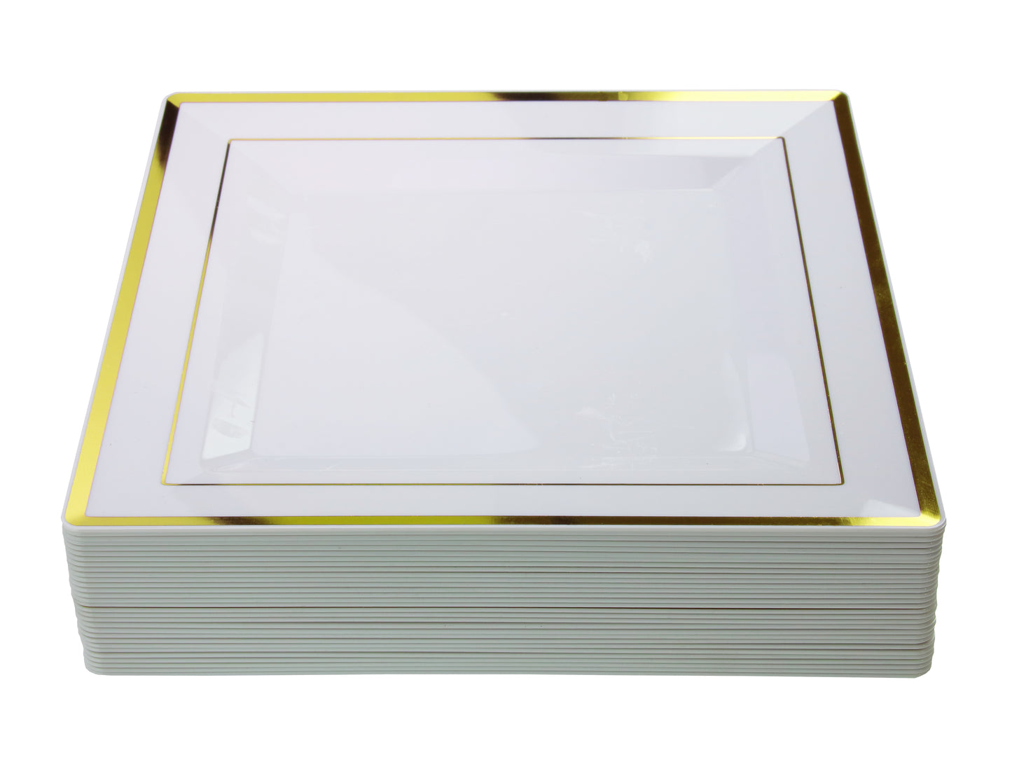 10.75 In White/Gold Line Square Plates - 10 Ct (120)