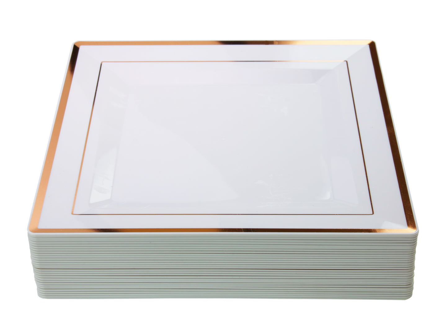 10.75 In White/Rose Gold Line Square Plates - 10 Ct