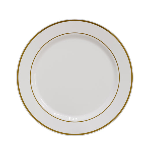 10.25 In. Cream/Gold Line Design Plates - 10 Ct.