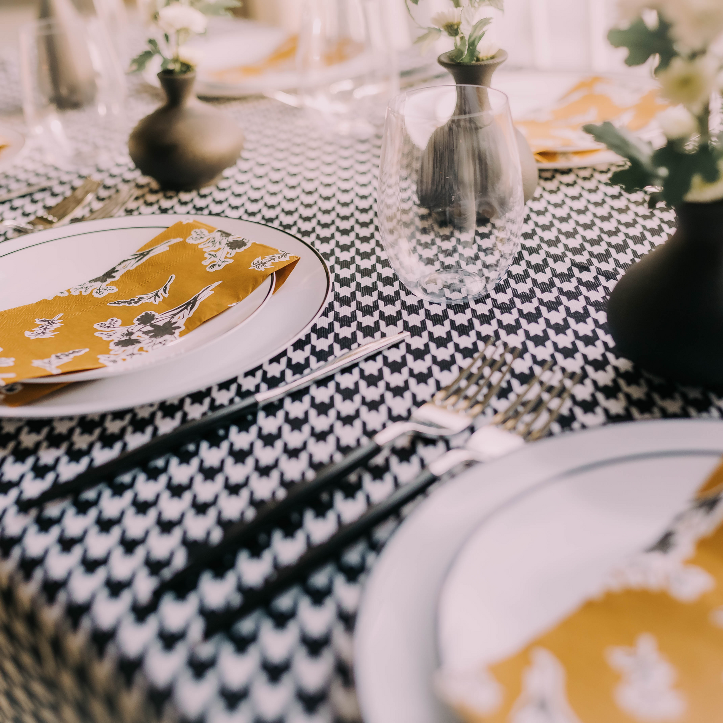 10" Classic White Design Plates - Black Rim 10 Ct.