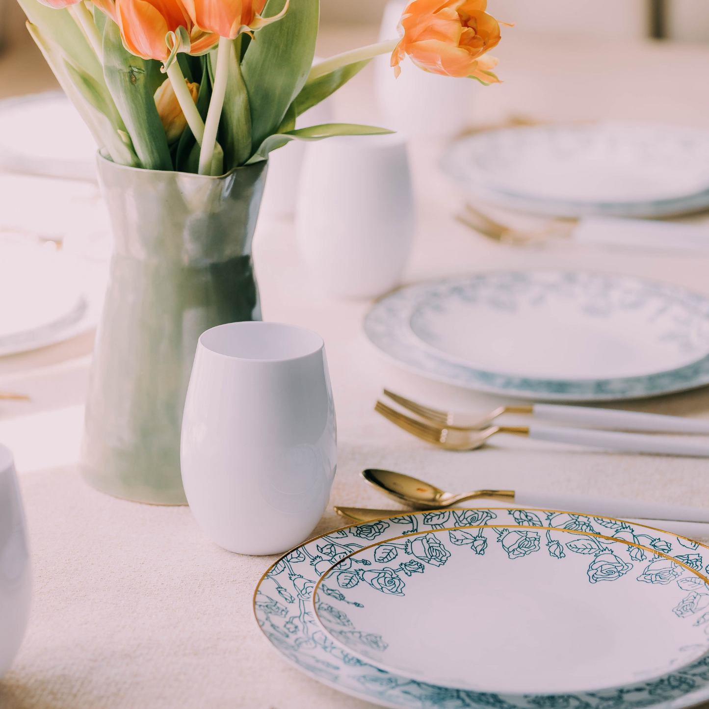10" Roses Design Plastic Plates (10)