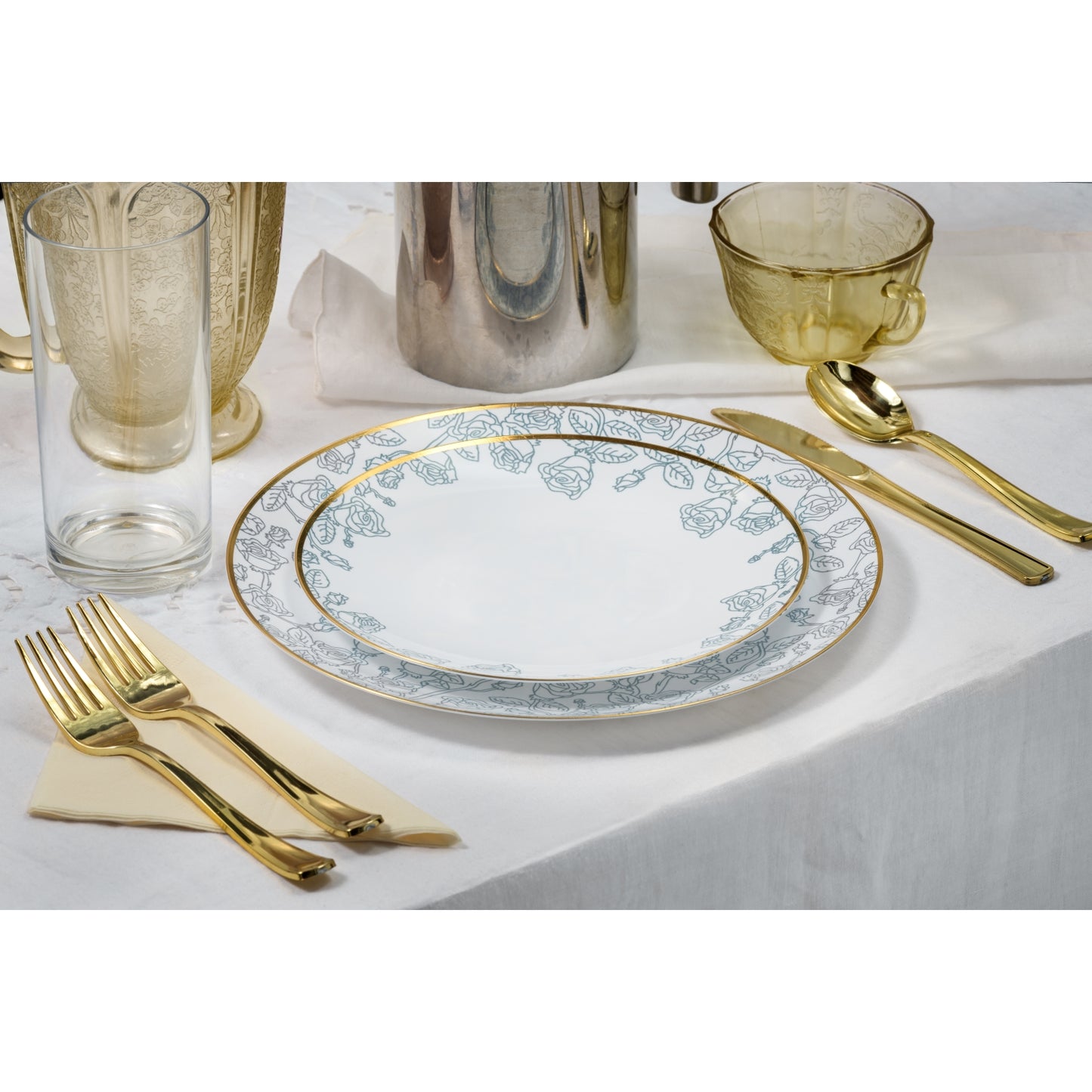 8" Roses Design Plastic Plates (10)