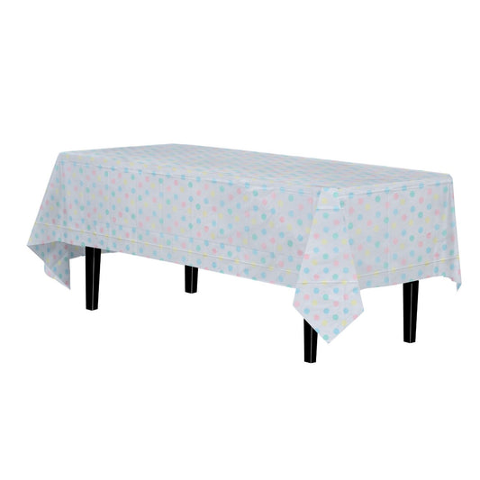 Case of 48 - 54" x 108" Printed Plastic Table cover - Pastel Polka Dot