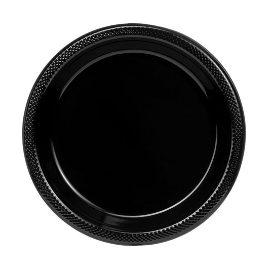 10 In. Black Plastic Plates - 50 Ct.