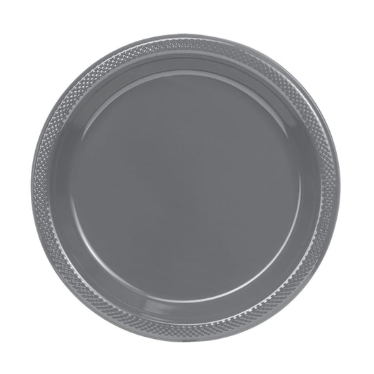 10 In. Silver Plastic Plates - 50 Ct.