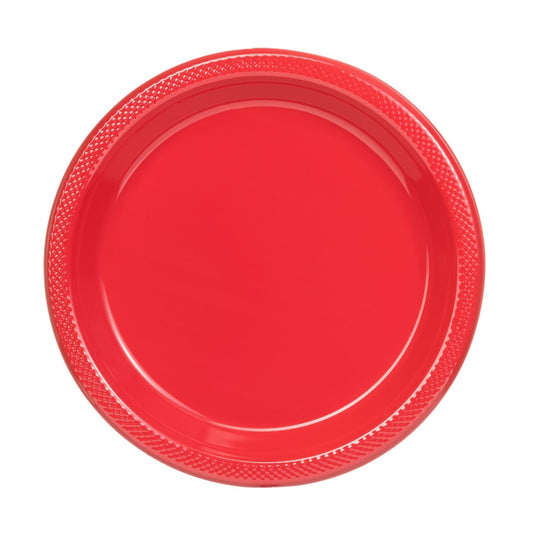 10 In. Red Plastic Plates - 50 Ct.