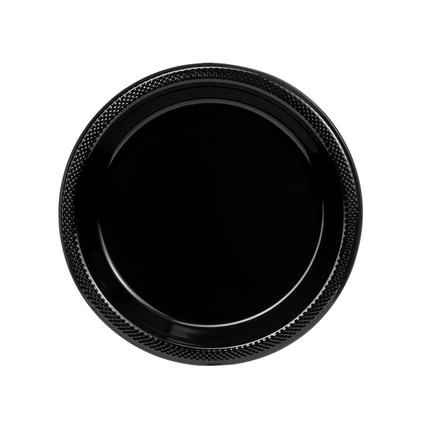 7 In. Black Plastic Plates - 50 Ct.