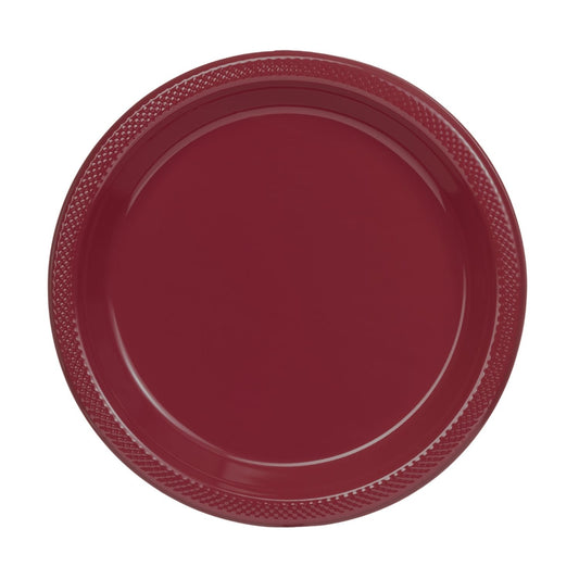 10 In. Burgundy Plastic Plates - 50 Ct.