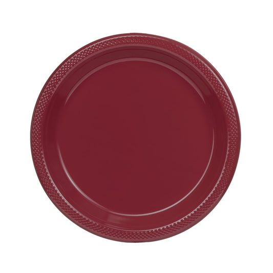7 In. Burgundy Plastic Plates - 50 Ct.