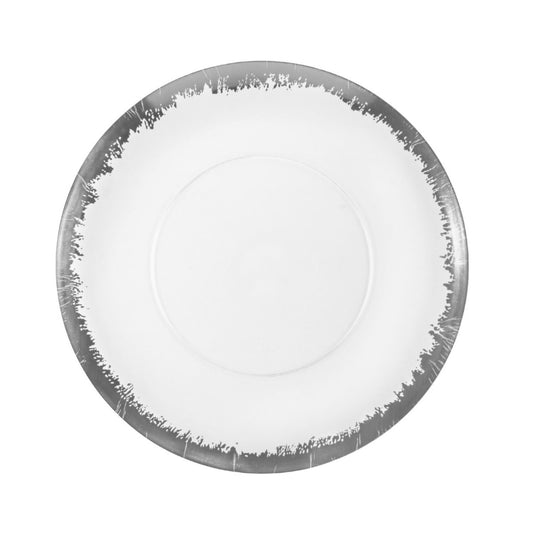 10" Silver Scratched Design Plastic Plates (10)