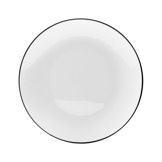 10" Classic White Design Plates - Black Rim 10 Ct.