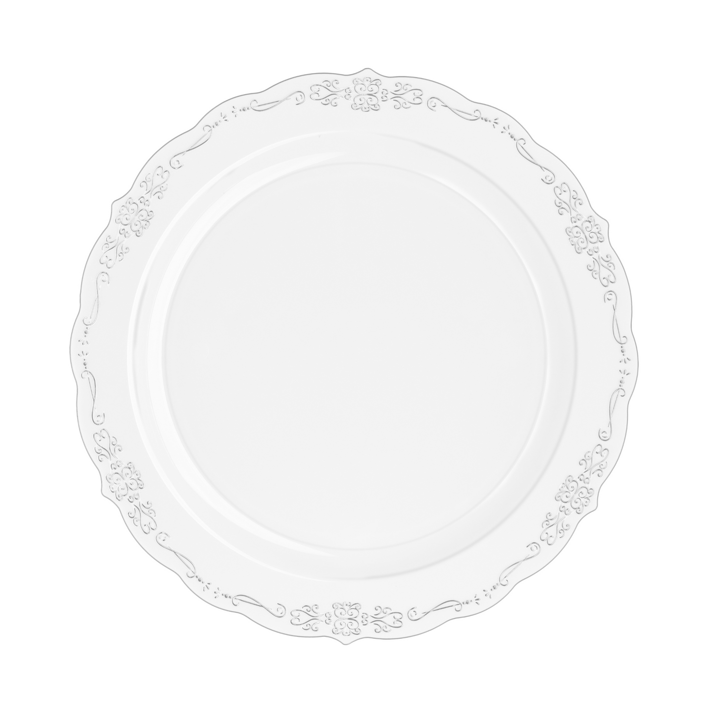 10 In. Clear Victorian Design Plates - 20 Ct.