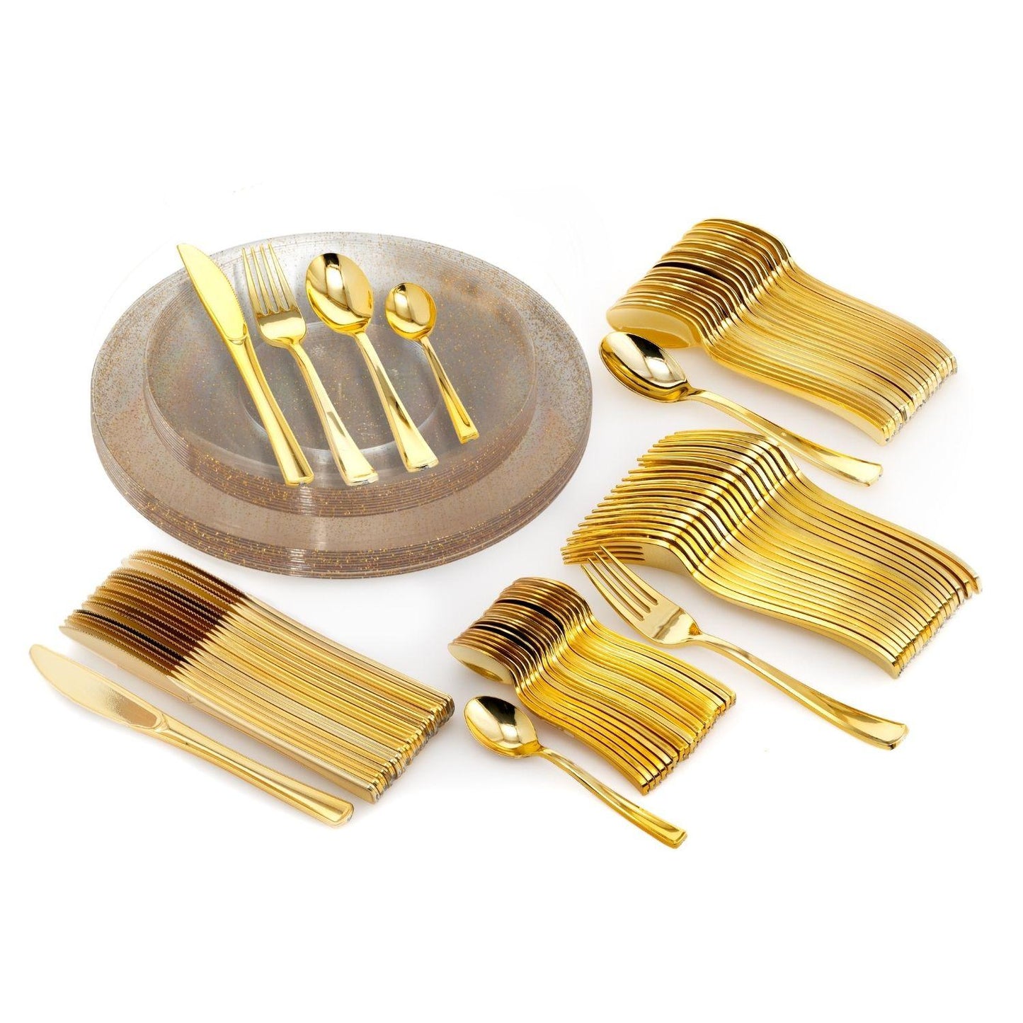 10" Gold Sparkle Design Plastic Plates (10)