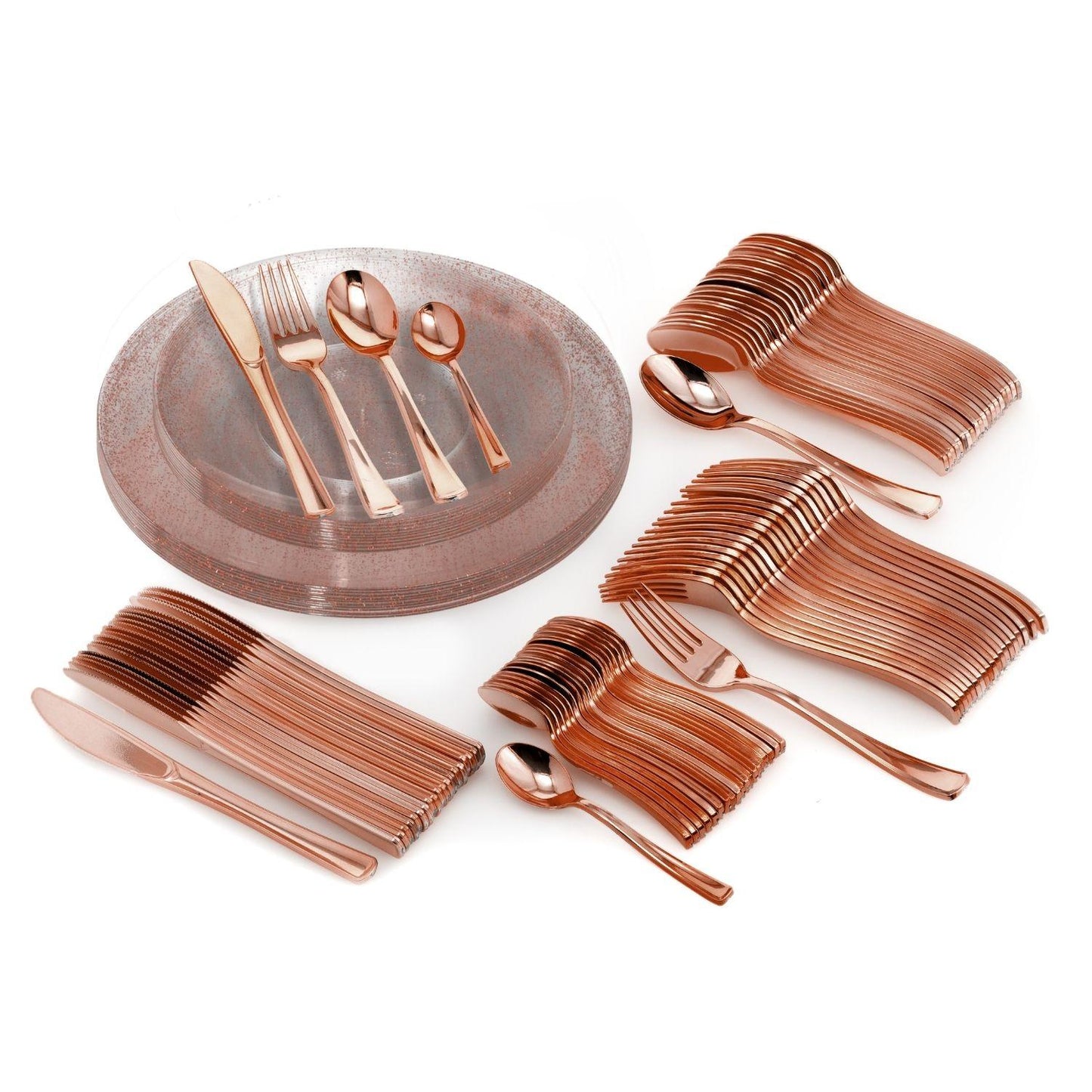 10" Rose Gold Sparkle Design Plastic Plates (10)