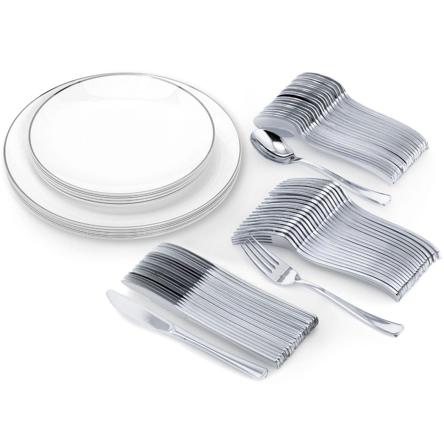 6" Classic Silver Design Plates - 10 ct.