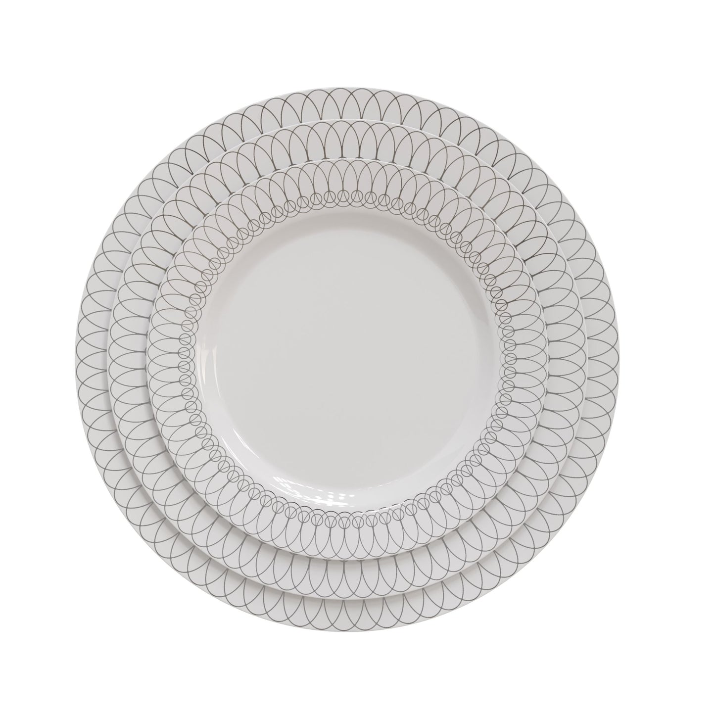 10.25 In. Silver Ovals Design Plates - 10 Ct.