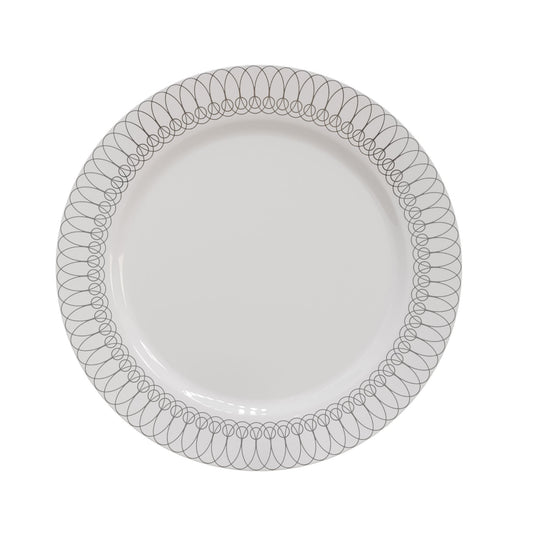 10.25 In. Silver Ovals Design Plates - 10 Ct.