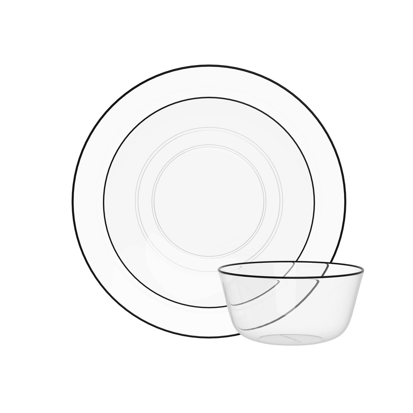 10" Classic Clear Design Plates - Black Rim (10)