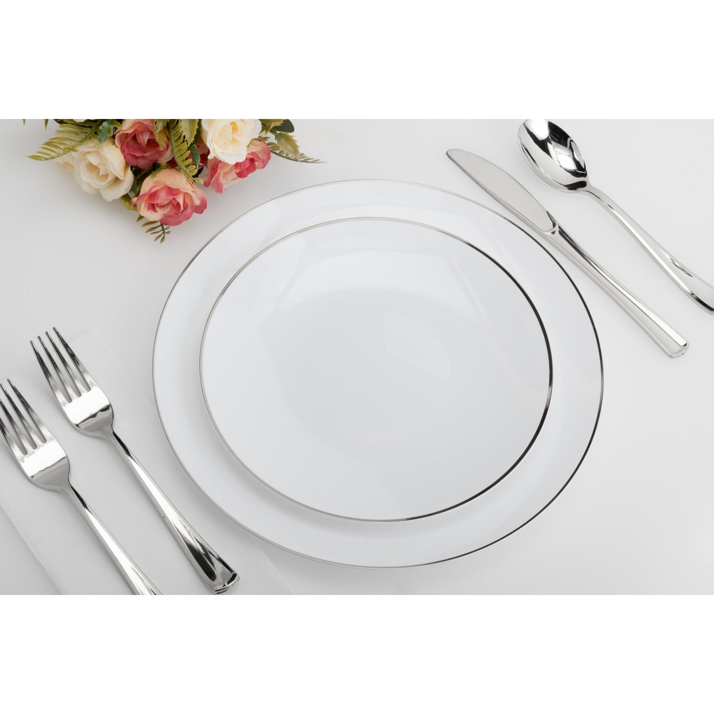 8" Classic Silver Design Plates (10)