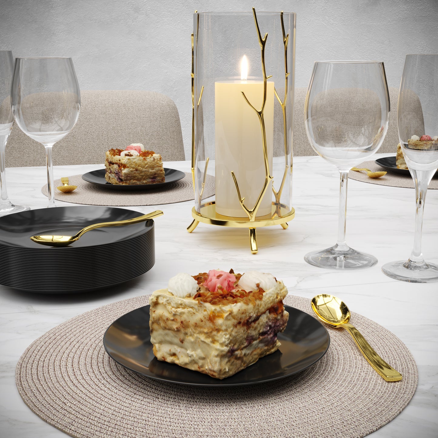 6" Trend Black Plastic Plates - 10 Ct.