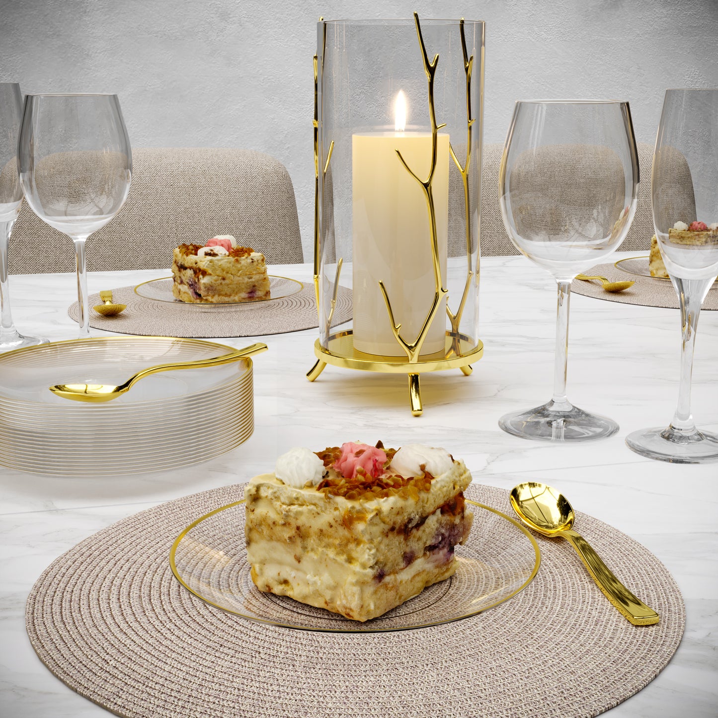 6" Trend Clear/Gold Plastic Plates - 10 Ct.