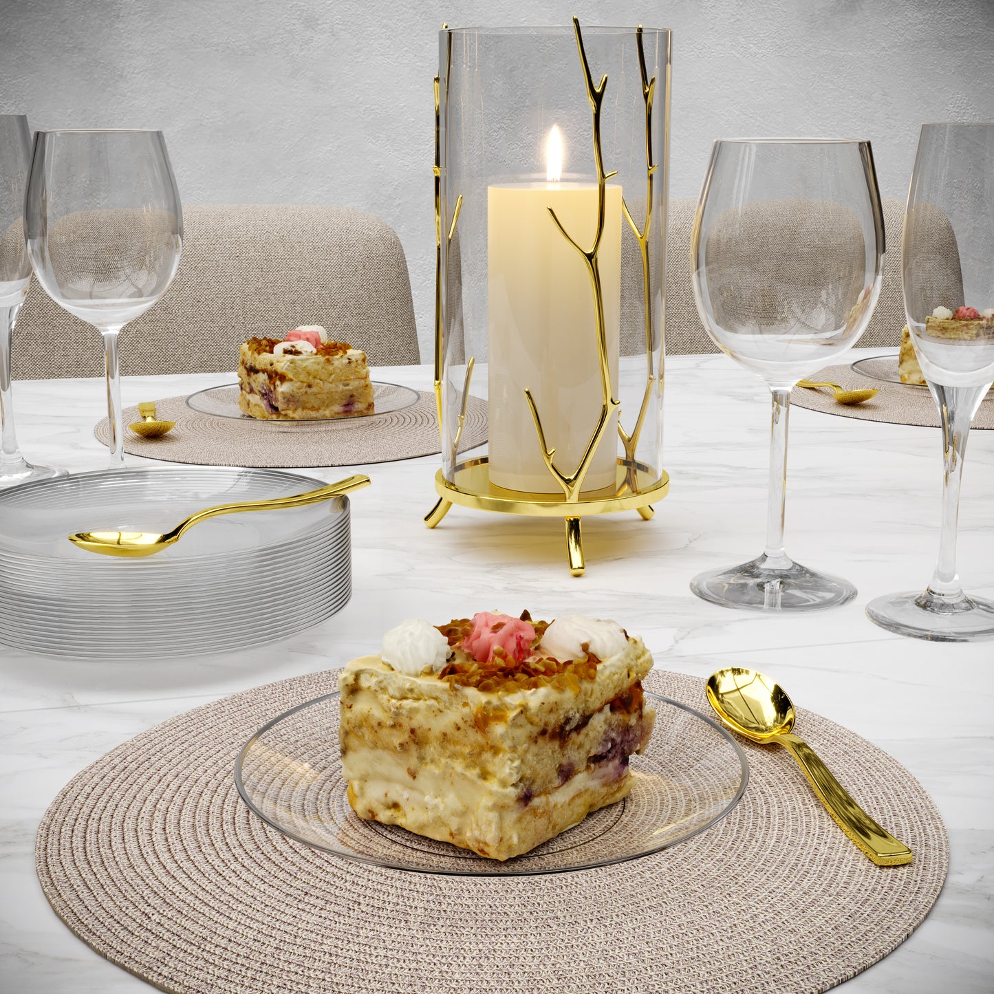 6" Trend Clear/Silver Plastic Plates - 10 Ct.