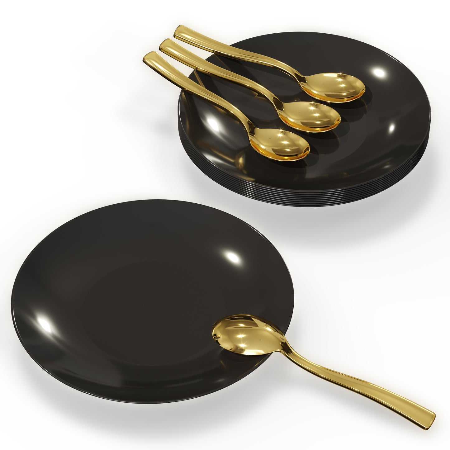 6" Trend Black Plastic Plates - 10 Ct.