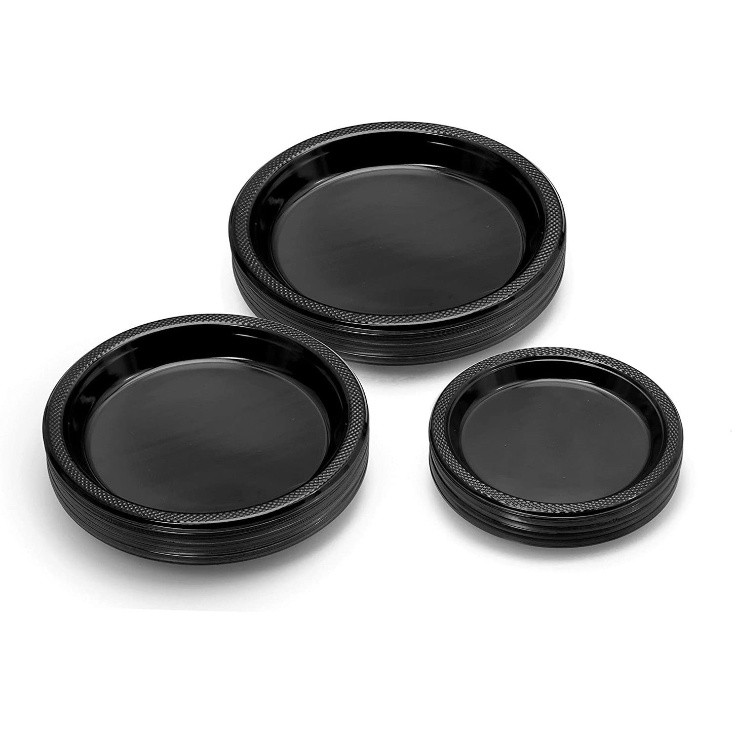 10 In. Black Plastic Plates - 50 Ct.