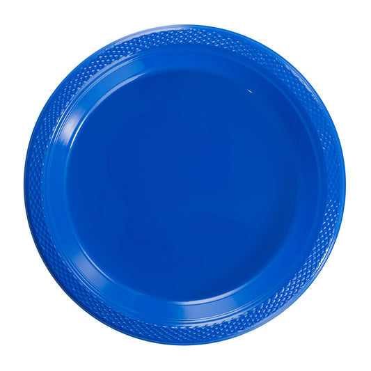 9 In. Dark Blue Plastic Plates - 50 Ct.