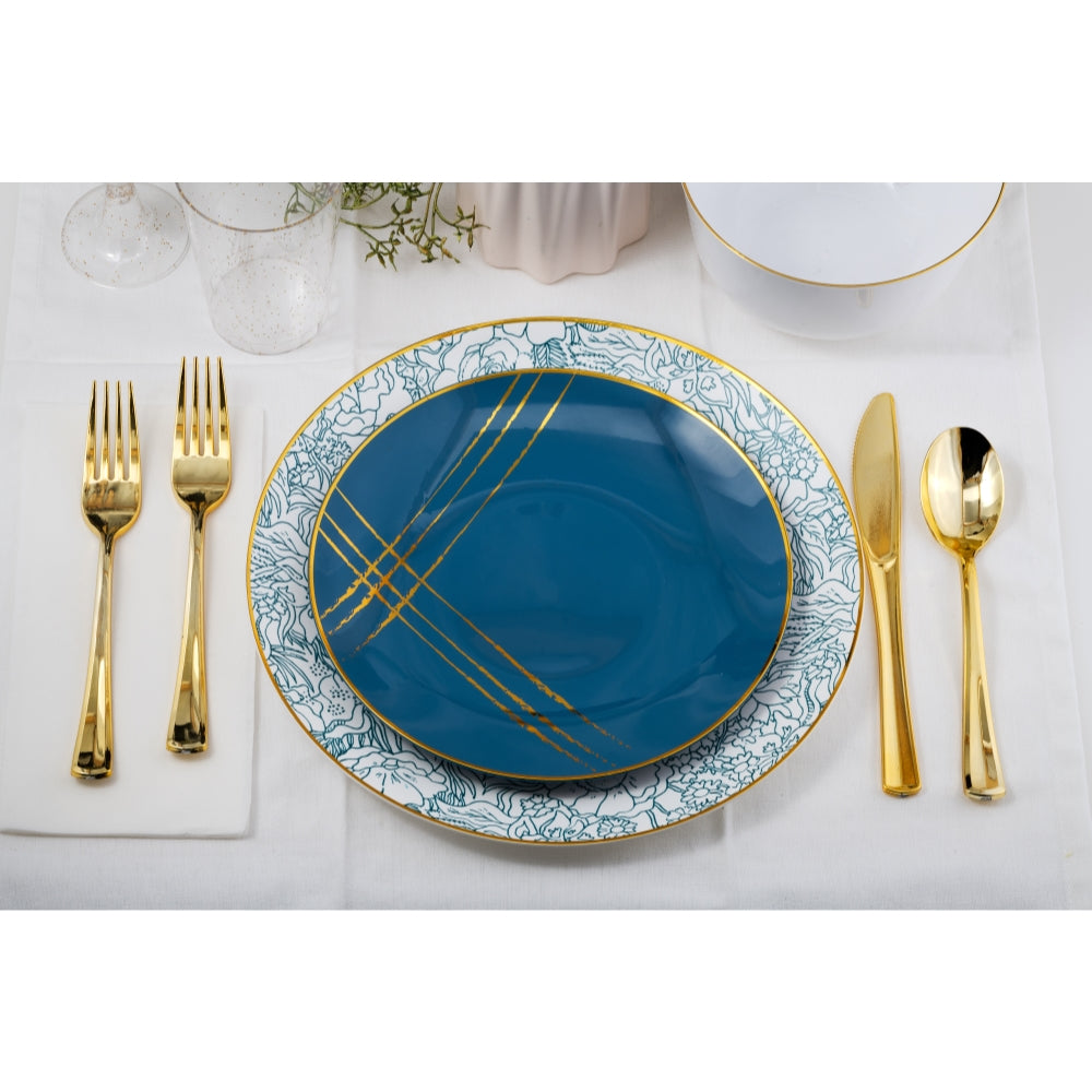 Case of 12 - 10" Floral Brush Design Plastic Plates (10)